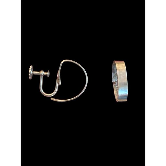 MCM Modernist Industrial Hoop Screw Back Earrings Sterling Silver 925 - Picture 1 of 7